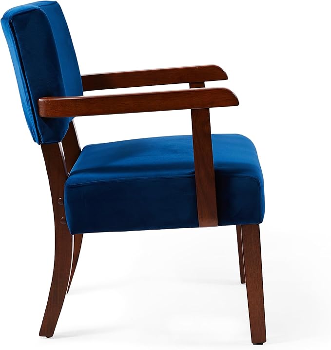 Accent Chair Set of 2 with Table, Living Room Chairs with Velvet Soft Seat & Armrests for Living Room Bedroom Reading Room Waiting Room (Velvet Navy)-CasaMuseHome