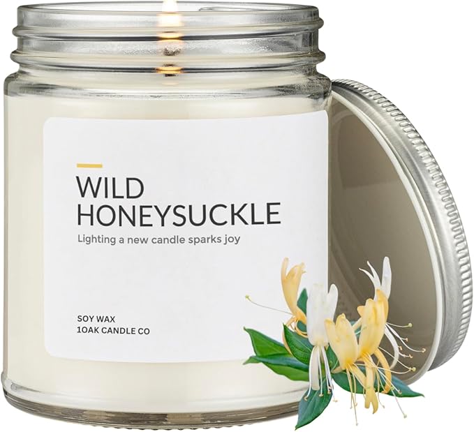 1OAK Soy Wax Scented Candles (Wild Honeysuckle) - Long Burning Premium Hand-Poured (7oz.)-CasaMuseHome