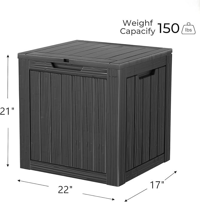 35 Gallon Outdoor Storage Box Waterproof Lockable Resin Deck Box Large, Patio Storage Bin for Pool Accessories Cushion Furniture, Garden Tools, UV-Resistant Outside Delivery Black-CasaMuseHome