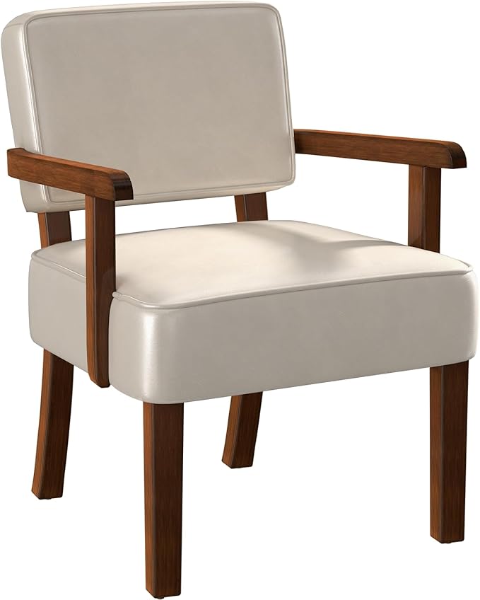 Accent Chair, PU Leather Chair for Living Room Oversized Armchair with Soft Seat and Armrests for Bedroom Dinning Reading Waiting Room (One Chair)-CasaMuseHome