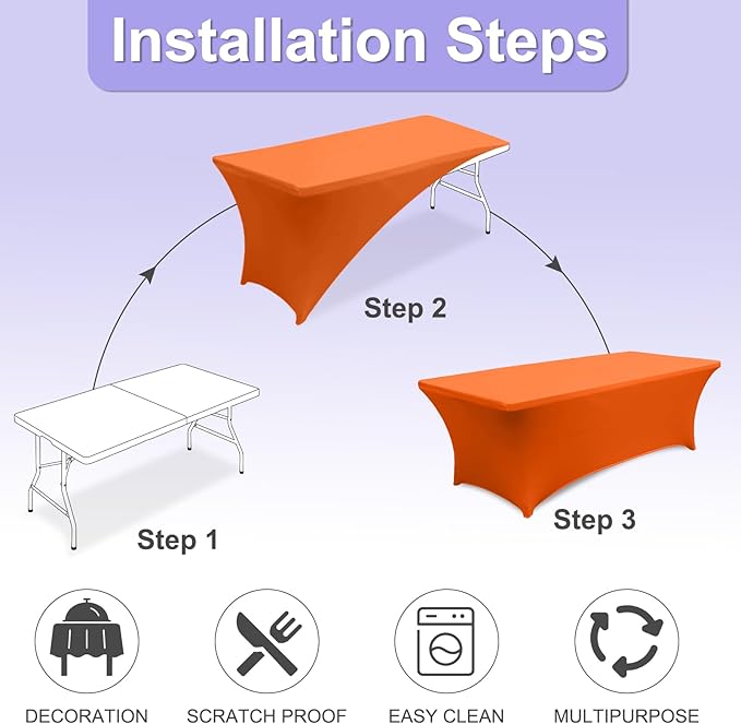 ABCCANOPY 6 FT Spandex Table Cover Stretch Fitted Wrinkle Resistant Tablecloth Reuse for Rectangular Folding Table Patry Event Wedding Banquet Protector-CasaMuseHome