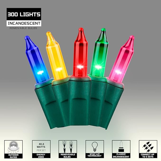 300LIGHTS(2*150L) MULTI Extra-Bright With End Connectors Christmas Decorative Lights 19.44m UL Certified Mini String Light Set Waterproof for Home Garden Holiday Tree Party Patio Decor Wedding-CasaMuseHome