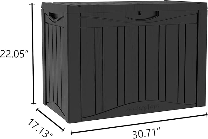 45 Gallon Double-Wall Resin Deck Box - Lockable Waterproof Outdoor Storage Box, 515lbs Capacity & Doubles as Seating for Patio Furniture - Garden Tools, Pool Accessories (Black)-CasaMuseHome