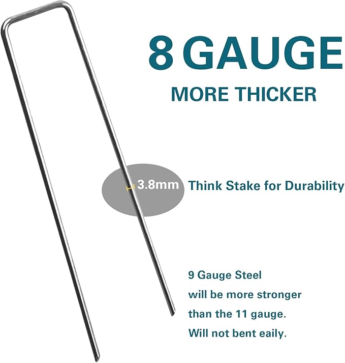 6 Inch Landscape Staples, More Thicker Heavy Duty 8 Gauge Galvanized Landscape Stakes, 125 Packs Garden Staples for Lawns, Weed Barriers, and Landscape Fabrics, Irrigation Hose, Tent Pegs ﻿-CasaMuseHome