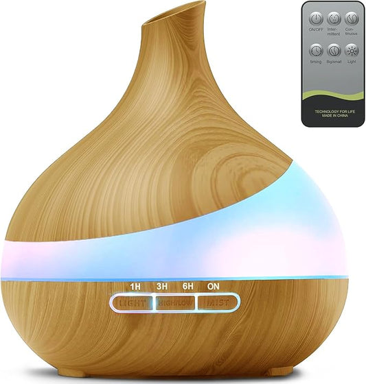 500ML Essential Oil Diffuser: Aroma Diffuser with Remote Control for Hotel Spa Yoga Room - Humidifiers for Bedroom with 14 Colors LED Night Light for Kids/Women Home Relaxation-CasaMuseHome