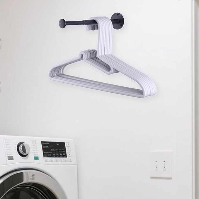 4 Pack Retractable Hanger Holder for Laundry Room, Wall Mount Organizer Rack for Lightweight Clothes, Space Saving Laundry Hook Rod, Keep Empty Hangers Handy, Black-CasaMuseHome