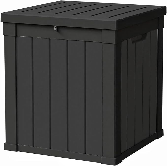50 Gallon Storage Box, Waterproof Deck Box for Indoor & Outdoor Use, Lockable Pool Storage Bin for Package Delivery, Outdoor Bench for Patio Cushions, Garden Tools, Backyard, Black-CasaMuseHome