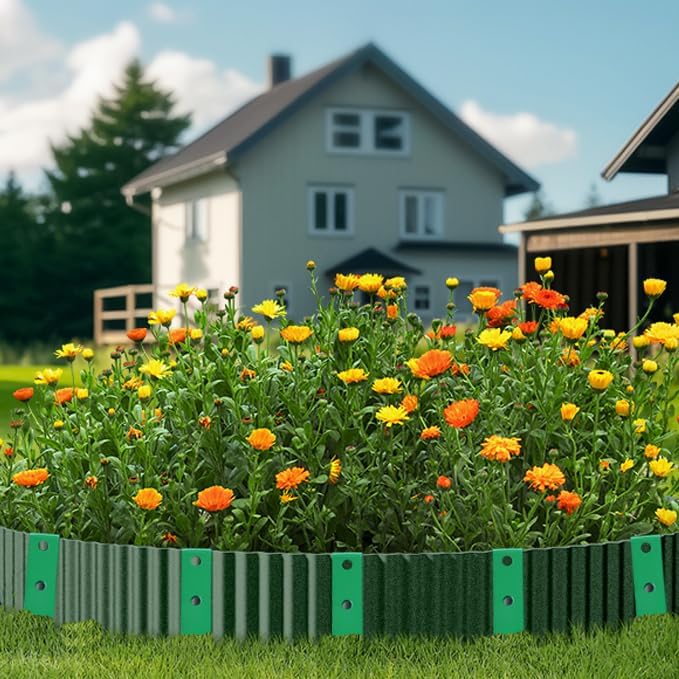 60Pcs Metal Garden Landscape Edging Stakes, Green,10in anchoring Stakes Landscape Anchoring Spikes for Terrace Board,Garden Liner, Landscape Edging Coil,Bender Board,Grass Barrier-CasaMuseHome