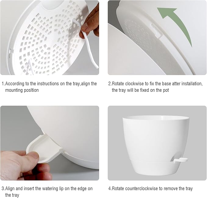 8 inch Hanging Planters, 2 Pack Self Watering Hanging Pots with 20oZ Deep Reservoir for Indoor Outdoor Plants Flowers, White-CasaMuseHome