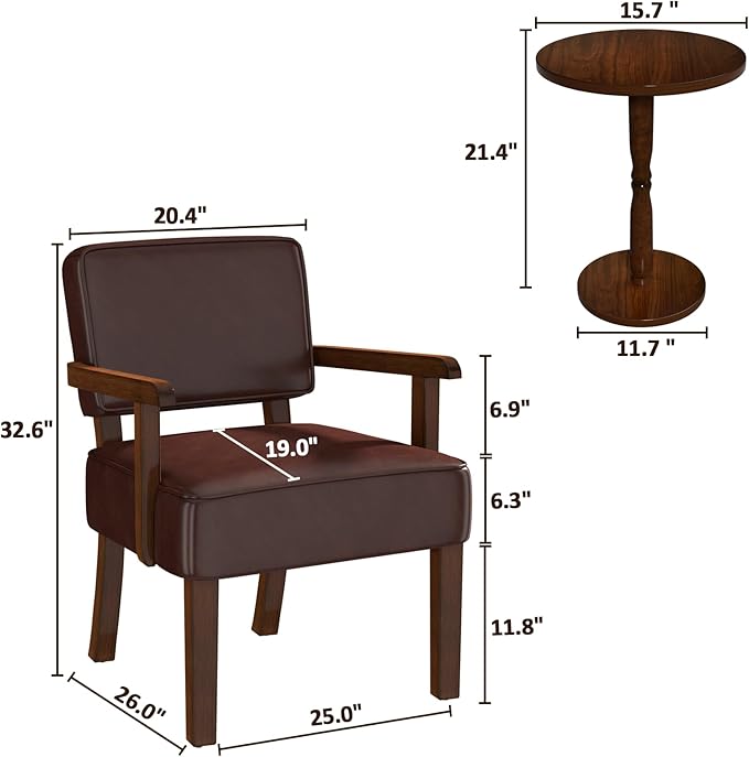 Accent Chair, PU Leather Living Room Chairs Oversize with Soft Seat and Armrests for Living Room Dinning Room Bedroom Reading Room Waiting Room-CasaMuseHome