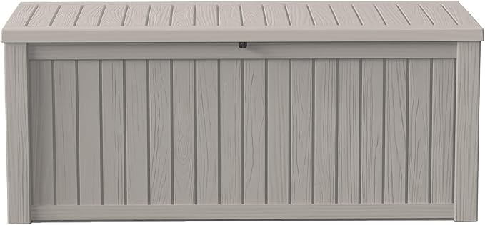 150Gal Outdoor Deck Box Waterproof, Lager Patio Storage Box Indoor and Outdoor Use, Lockable Resin Storage Bin for Patio Furniture Cushions Garden Tools, Package Delivery,UV Resistant-Grey-CasaMuseHome