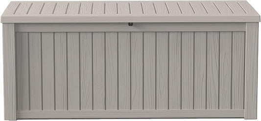 150Gal Outdoor Deck Box Waterproof, Lager Patio Storage Box Indoor and Outdoor Use, Lockable Resin Storage Bin for Patio Furniture Cushions Garden Tools, Package Delivery,UV Resistant-Grey-CasaMuseHome