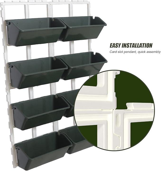 8 Pockets Vertical Planters,Wall Mounted Plastic Plant Grow Pots,Wall Pocket Planters for Indoor,Outdoor,Balcony,Garden Decoration,Green-CasaMuseHome