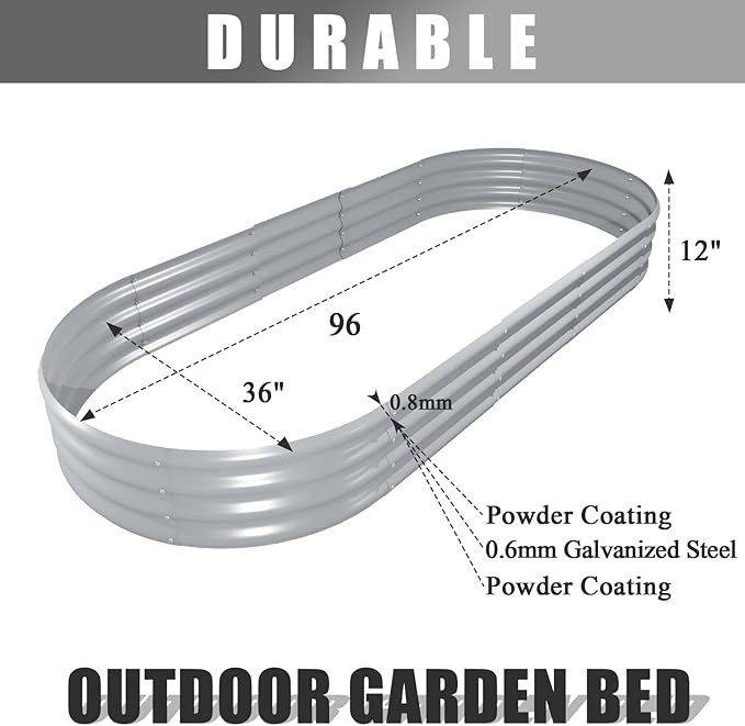 2 Pack 8x3x1FT Galvanized Raised Garden Bed Large Metal Planter Box Kit Elevated Raised Garden Planters for Outdoor Plants, Gray-CasaMuseHome
