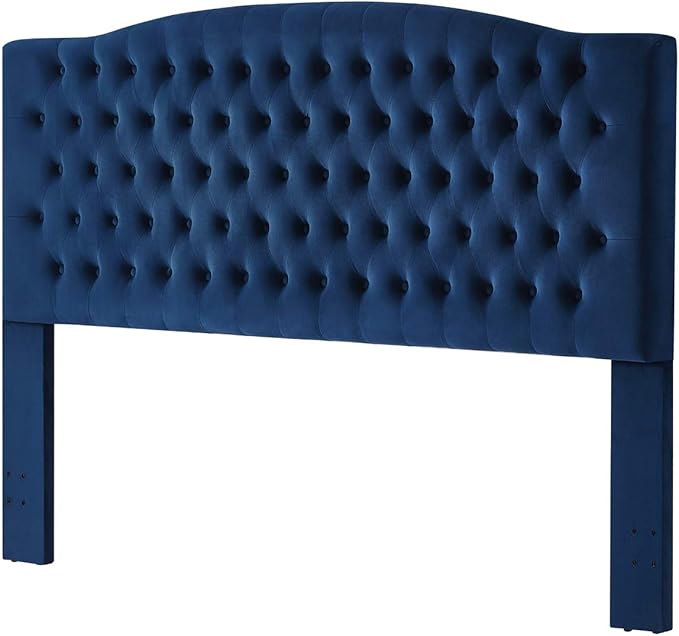 24KF Upholstered Button Tufted King Headboard and Velvet Fabric King/California King- Navy-CasaMuseHome