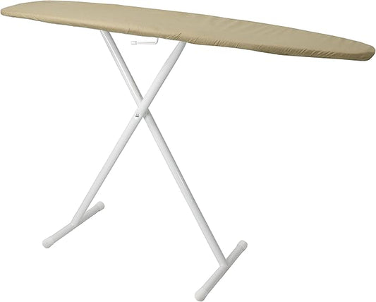 54" Full-Size Adjustable Ironing Board w/Thick Pad Cover, Leg Locking System, Foldable and Collapsible, Heavy-Duty Alloy Steel Construction, Space Saving Design - Khaki-CasaMuseHome