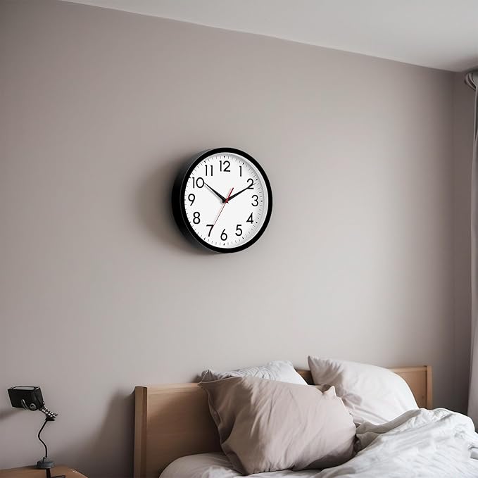 14 Inch Wall Clock Large Battery Operated Big Silent Non Ticking Analog Clock Decorative for Living Room Office Kitchen Outdoor Classroom Bedroom Bathroom School(Black)-CasaMuseHome