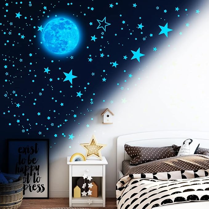 1049Pcs Glow in The Dark Stars and Moon for Ceiling, Wall Bedroom Chirldren's Room Stickers Decals Decor, Boys & Girls' Gifts-CasaMuseHome