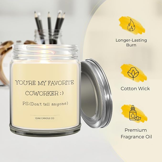 1OAK Vanilla Coworker Candle - Office Gifts for Coworkers - Funny & Farewell Gifts for Women, Men & Colleagues-CasaMuseHome