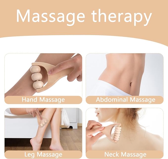 3Pcs Wood Therapy Massage Sticks, Wooden Massage Rollers, Hand Massage Tools Manual Hand Muscle Roller for Relaxes Thigh, Leg, Hands Full Body Muscle-CasaMuseHome