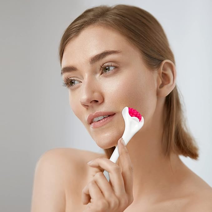 2 Pcs Muscle Roller Stick Fascia Body Cellulite Face Muscle Massage Roller Manual Massage Tools for Muscles Relief Neck Arm Back Leg Body Roller Deep Trigger Points Release Roller (White, Rosy)-CasaMuseHome