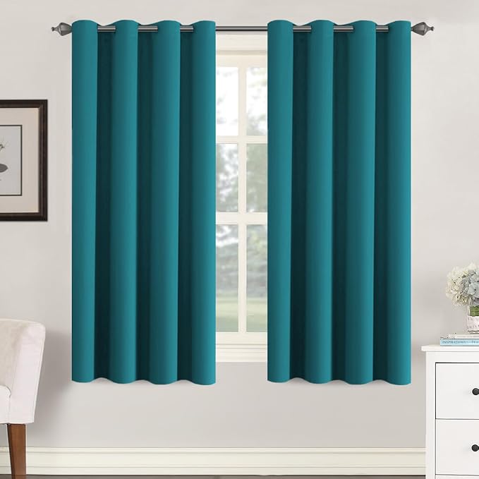 H.VERSAILTEX Thermal Insulated Blackout Curtains Soft and Smooth Baby Boy Room Window Panels,Formaldehyde-Free,Grommet,52 by 63 - Inch - Turquoise Blue - Set of 2-CasaMuseHome