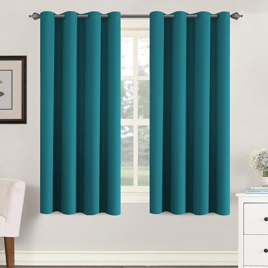 H.VERSAILTEX Thermal Insulated Blackout Curtains Soft and Smooth Baby Boy Room Window Panels,Formaldehyde-Free,Grommet,52 by 63 - Inch - Turquoise Blue - Set of 2-CasaMuseHome