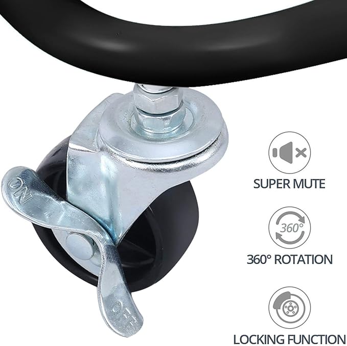 4-Tier Metal Mesh Utility Rolling Cart Storage Organizer Shelf Rack with Lockable Wheels for Living Room Kitchen Office, Black-CasaMuseHome