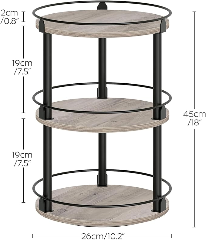 3-Tier Lazy Susan Organizer, Rotating Spice Rack, Spinning Organizer, Industrial Turntable Spice Rack Organizer for Cabinet, Kitchen Countertop, Greige and Black SR23BG-CasaMuseHome