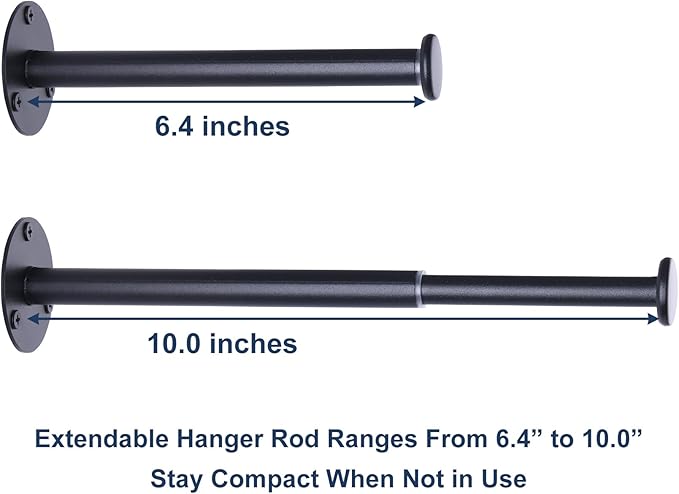 4 Pack Retractable Hanger Holder for Laundry Room, Wall Mount Organizer Rack for Lightweight Clothes, Space Saving Laundry Hook Rod, Keep Empty Hangers Handy, Black-CasaMuseHome