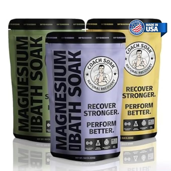 3 Pack Bundle: Coach Soak Recovery Bath Soak, Epsom Salt Bulk, Bath Salts Bulk, 3 Pack Bundle, Total of 9 Pounds (Eucalyptus, Lavender, Citrus)-CasaMuseHome