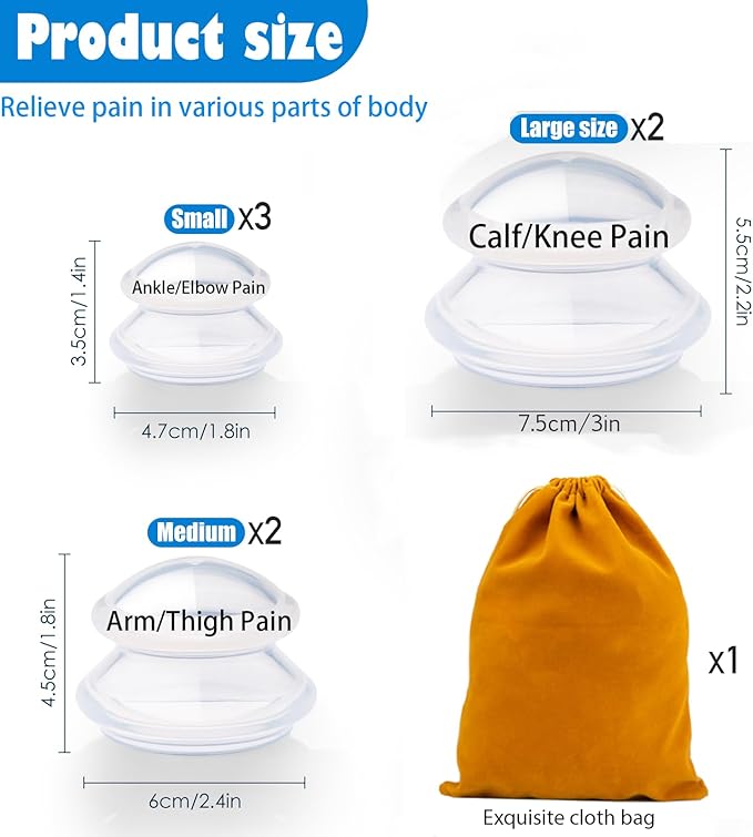 7pcs Cupping Therapy Set-Professional Silicone Cupping, Suitable for Facial Body Massage/Deep Myofascial Release/Pain Relief/Muscle Relaxation & More (Clear,7pcs)-CasaMuseHome