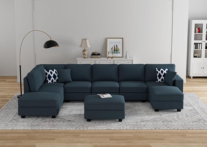 L Lengend Vansen Modular Sectional Sofa U Shaped Couch with Ottoman Modern Reversible Corner Sectional Couch for Living Room (Charcoal, U Shaped Sofa-4)-CasaMuseHome