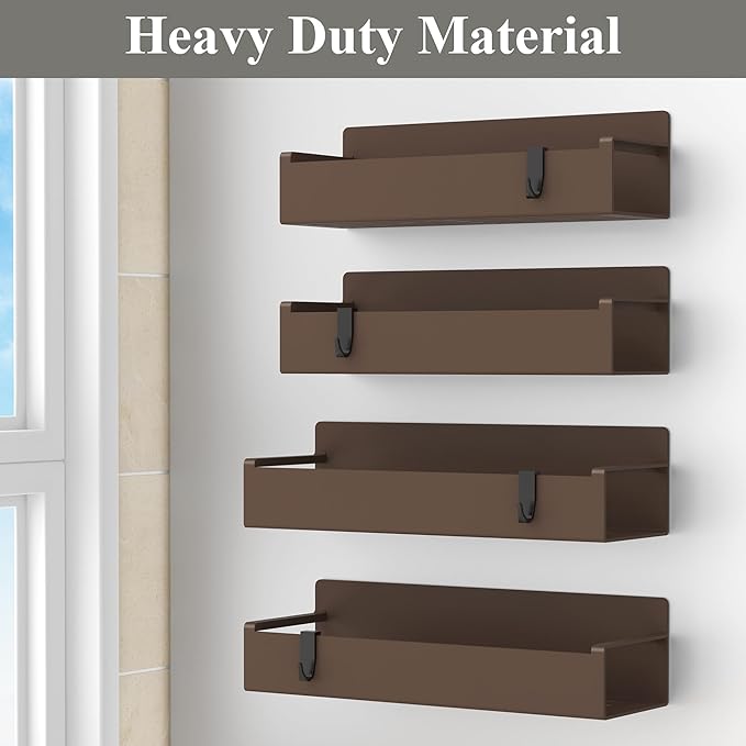 4 Pack Magnetic Spice Rack Organizer for Refrigerator and Oven, Brown Fridge Organizers and Storage for Kitchen-CasaMuseHome