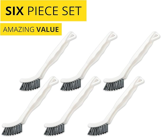 6-Pack Grout Cleaner Brush Scrub Set - Stiff Bristle Scrubbing & Detail Cleaning Brushes for Household Use on Bathtub, Shower, Kitchen, Tile Floors, Sink, Grooves, Window Tracks, Drains-CasaMuseHome