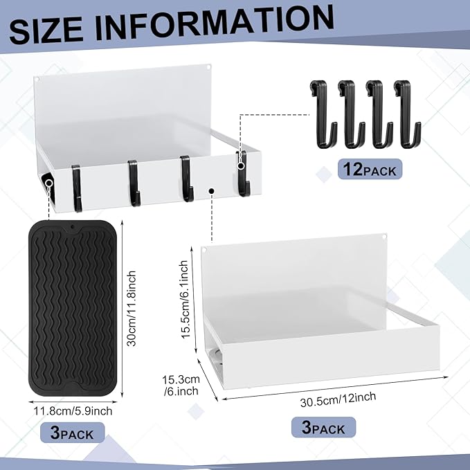 3 Pack Magnet Garage Organizer Magnetic Spice Rack for Refrigerator 20 lb Capacity Shelf Hanging Heavy Duty Magnetic Fridge Side for Organize Garage Tools (White)-CasaMuseHome