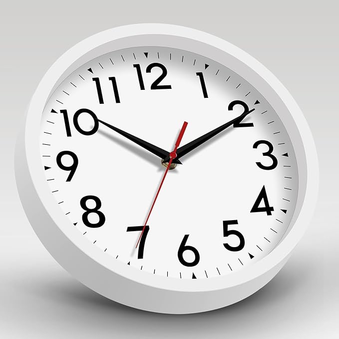 12 Inch Wall Clock Battery Operated Silent Non Ticking Analog Modern Decorative for Office Kitchen Outdoor Living Room Classroom Bedroom Bathroom School(White)-CasaMuseHome