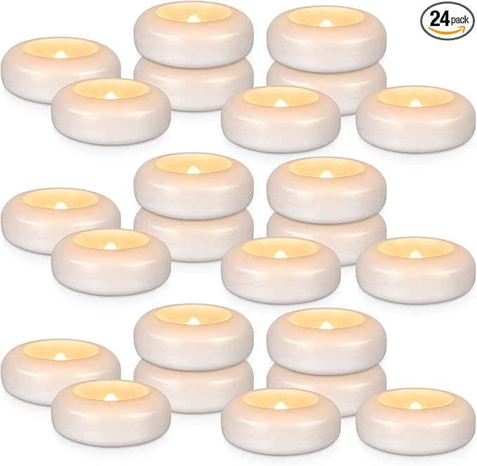 24 Pack 3”Floating Candles Water-Activated Flameless LED Candle, 120 Hour White Battery Operate Waterproof Tealights for Cylinder Vases, Centerpieces at Wedding, Party, Pool,Romantic.-CasaMuseHome