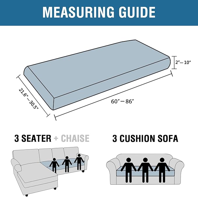 H.VERSAILTEX Super Stretch Individual Seat Cushion Covers Sofa Covers Couch Cushion Covers Slipcover Sets Thick Jacquard Textured Twill Fabric (1 Piece Sofa Cushion Cover, Navy)-CasaMuseHome