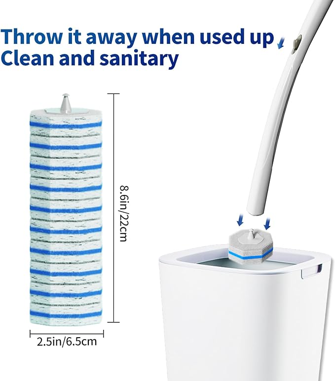 60pc Refills Disposable Toilet mats Brush Cleaning System, Toilet Cleaning Brush, 60 Replacement Brush Heads, No Handle or Base，Toliet Wand Refills,Toilet Bowl Clean Refill Pads,Toilet Scrubber Refill-CasaMuseHome