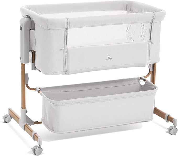 3 in 1 Baby Bassinet, Rocking Bassinet, Bedside Bassinet, 6-Height Adjustable, Bassinet Bedside Sleeper, Bedside Bassient for Baby with Comfy Mattress, Breathable Mesh, Large Storage Basket-CasaMuseHome