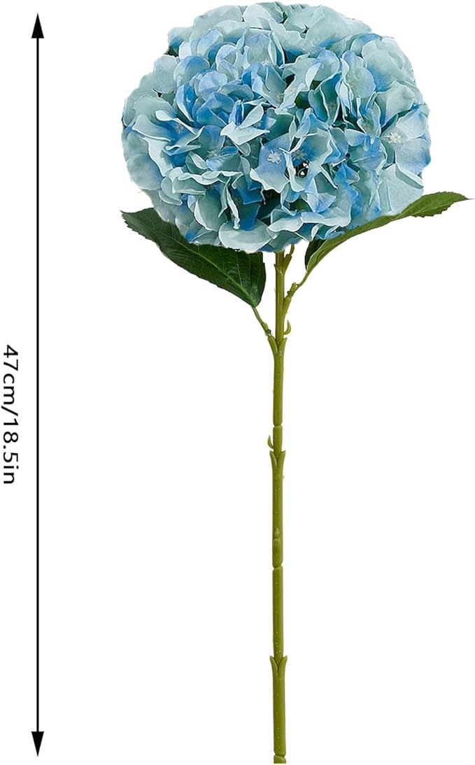 8Pcs Blue Fake Flowers Silk Hydrangea Artificial Flowers Bouquets Faux Hydrangea Stems for Home Table Centerpieces Wedding Party Decoration-CasaMuseHome