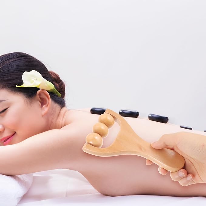 2pcs Wooden Massage Rollers Trigger Point Roller Muscle Relaxation Bead Massage Tools for Neck Back Leg Foot Arm-CasaMuseHome