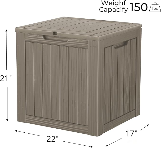 35 Gallon Resin Deck Box, Waterproof Outdoor Storage Bin for Patio, Poolside, and Garden, Lockable & UV-Resistant,Grey-CasaMuseHome