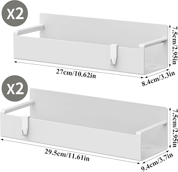 4 Pack Magnetic Spice Rack Organizer for Refrigerator and Oven, White Fridge Organizers and Storage for Kitchen-CasaMuseHome