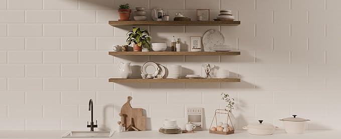 48 Inch Floating Shelves, 8 Inch Deep Floating Shelves for Wall, Hanging Shelf with Invisible Brackets, Wall Mounted Display Shelves for Bathroom, Bedroom, Living Room,3 Tier-CasaMuseHome