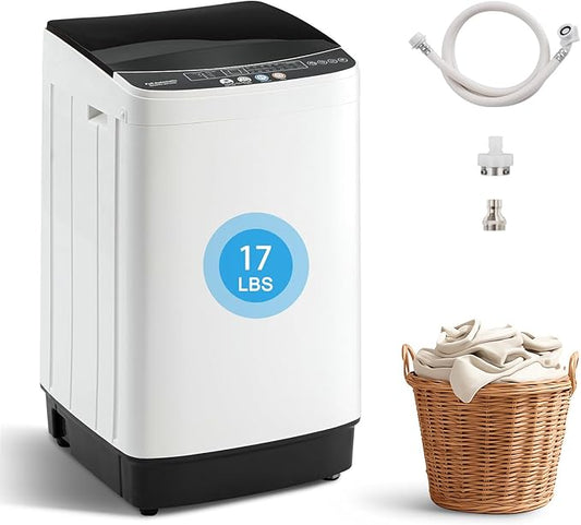 17Lbs Portable Washing Machine with10 Washing Programs, 2.2 Cu. Ft. Full Automatic Washer and Spinner Combo, Compact Laundry Washer Spinner for Apartment RV Dorm (2.2Cu. Ft)-CasaMuseHome