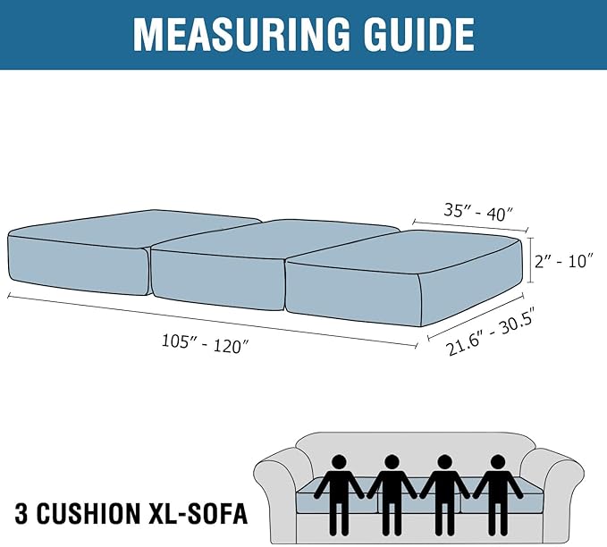 H.VERSAILTEX Velvet Stretch Couch Cushion Cover Plush Cushion Slipcover Cushion Furniture Protector Seat Cushion Sofa Cover (3 Piece XL Sofa Cushion Covers, Vintage Green)-CasaMuseHome