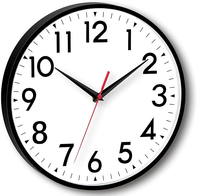 16 Inch Wall Clock, Large Wall Clocks Battery Operated, Big Silent Non-Ticking Analog Clock Decorative for Living Room, Office, Kitchen, Outdoor,Classroom, Bedroom, Bathroom, School(Black)-CasaMuseHome