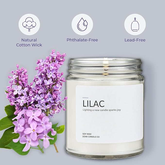 1OAK Soy Wax Scented Candles (Lilac) - Lilac Candle - Soy Candle for Home Scented - Long Burning Candles Premium - Hand-Poured (7oz.)-CasaMuseHome